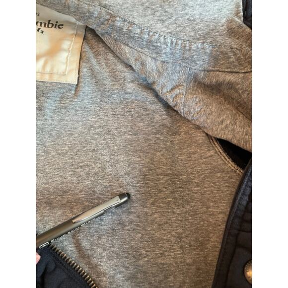 Abercrombie & Fitch Y2K Heavyweight Hoodie Jacket Navy Gray Lined A&F 92 Vintage - Picture 7 of 11